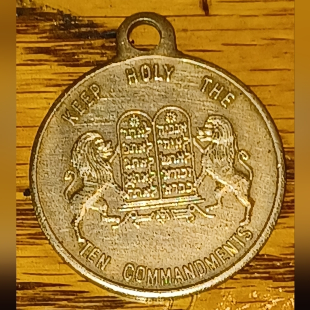 Source Unknown Gold Ten Commandments Pendant - image 1